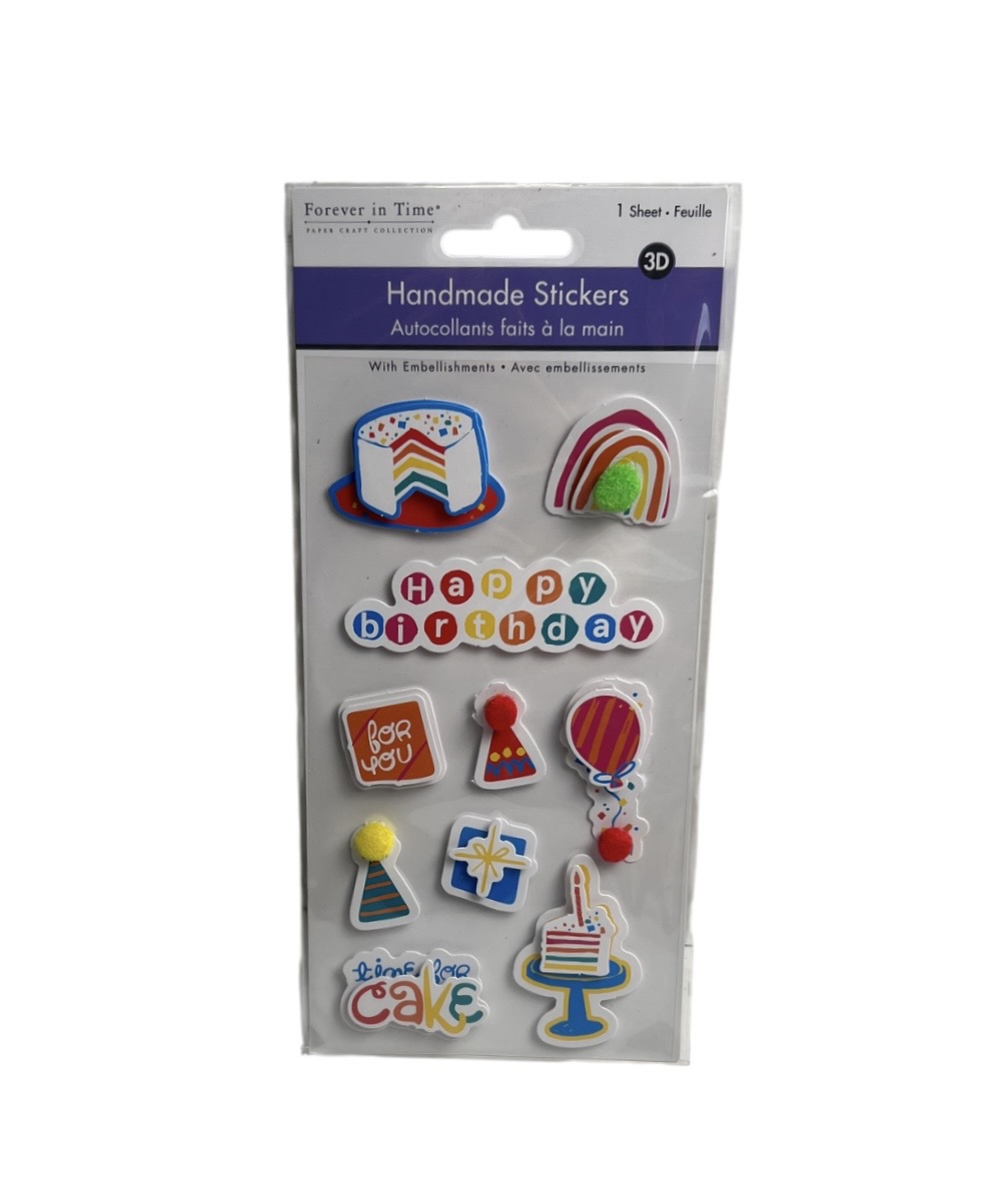 2.49 BIRTHDAY 3D HANDMADE STICKERS 