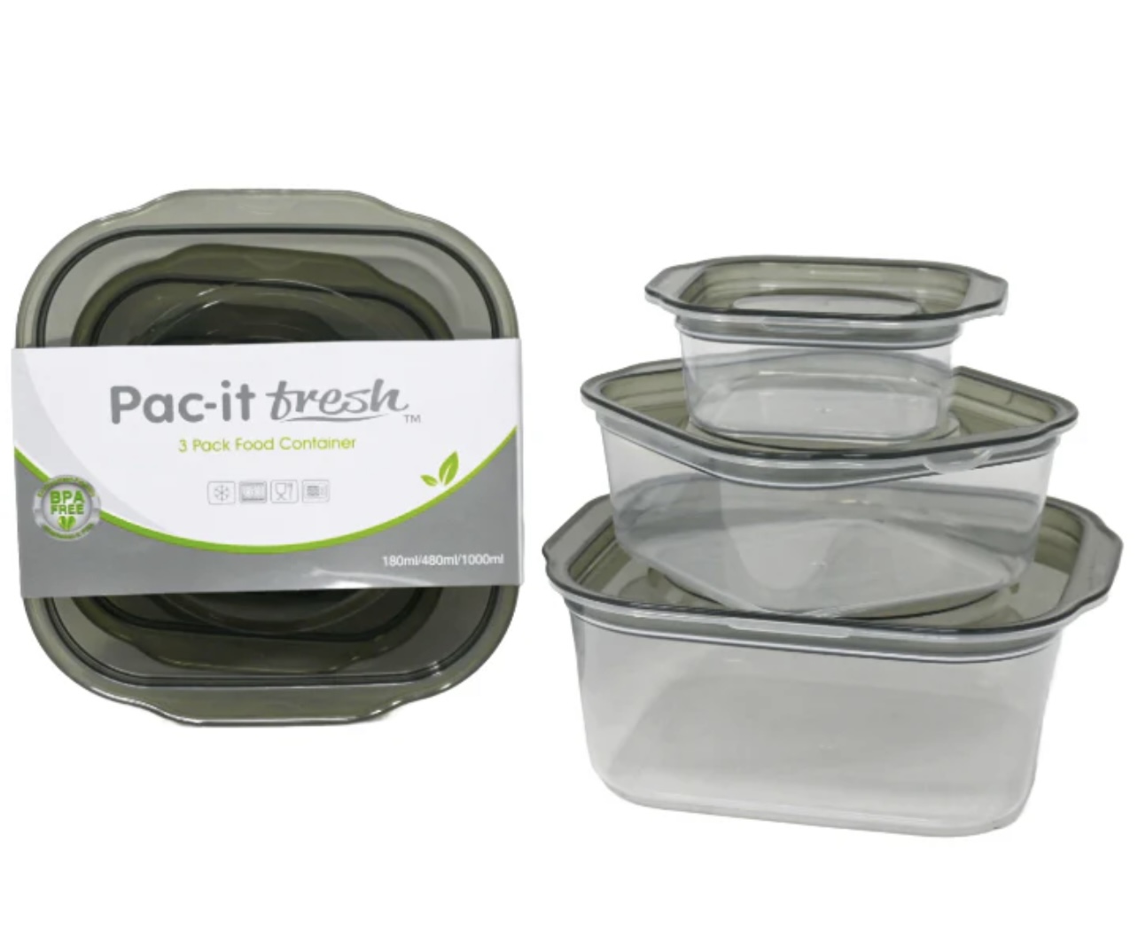 2.99 PAC IT FRESH 3 PACK FOOD CONTAINER 180 ML 480 ML 1000 ML