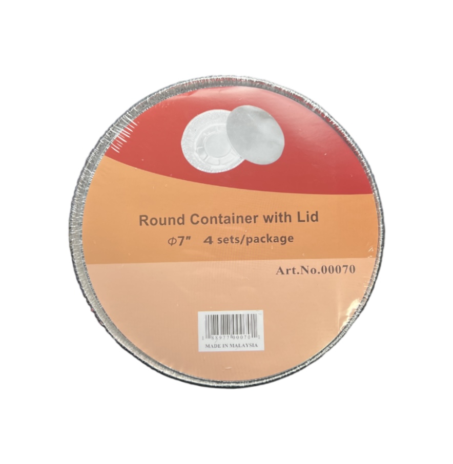 1.99 ROUND CONTAINER WITH LID 7 INCH 4 SETS