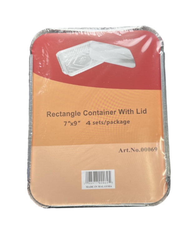 1.99 RECTANGLE CONTAINER WITH LID 7 X 9 INCH 4 SETS