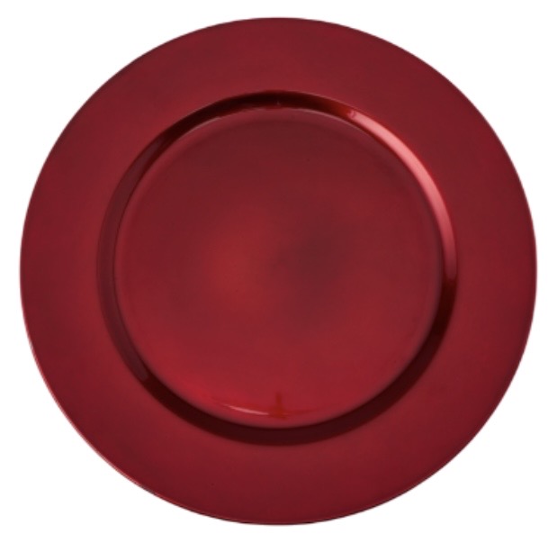 1.99 RED FLAT EDGE PLASTIC CHARGER PLATE 13 INCH 