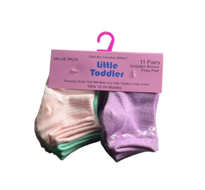 3.99 LITTLE TODDLER SOCKS 12-24 MONTHS 11 PAIRS