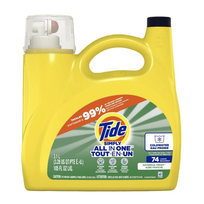 13.99 TIDE SIMPLY ALL IN ONE DETERGENT 3.1 LITER 