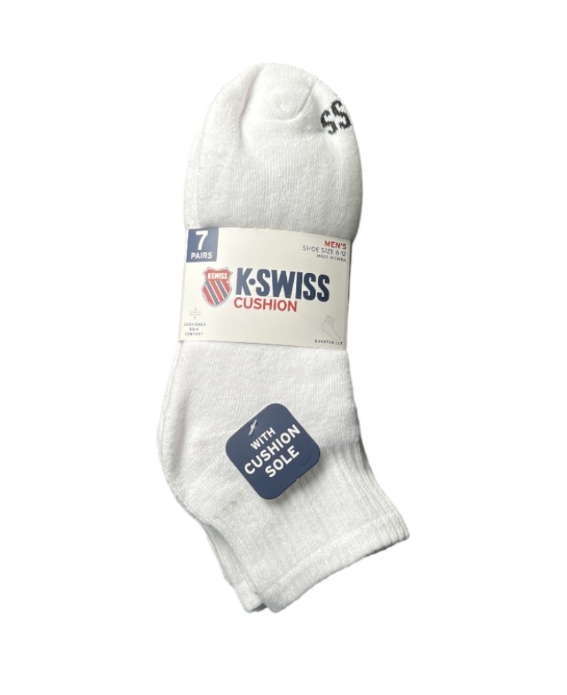 7.99 K-SWISS 7 PAIRS MENS SOCKS SIZE 6-12 
