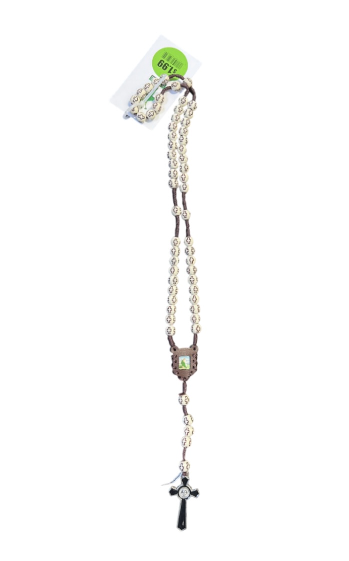 WOOD ROSARY METAL CRUCIFIX