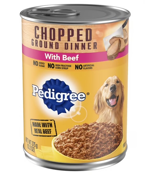 2.99 PEDIGREE CHOPPED WITH BEEF DOG FOOD 13.2 OZ