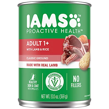 2.99 IAMS PROACTIVE ADULT 1+ WITH LAMB AND RICE DOG FOOD 13 OZ