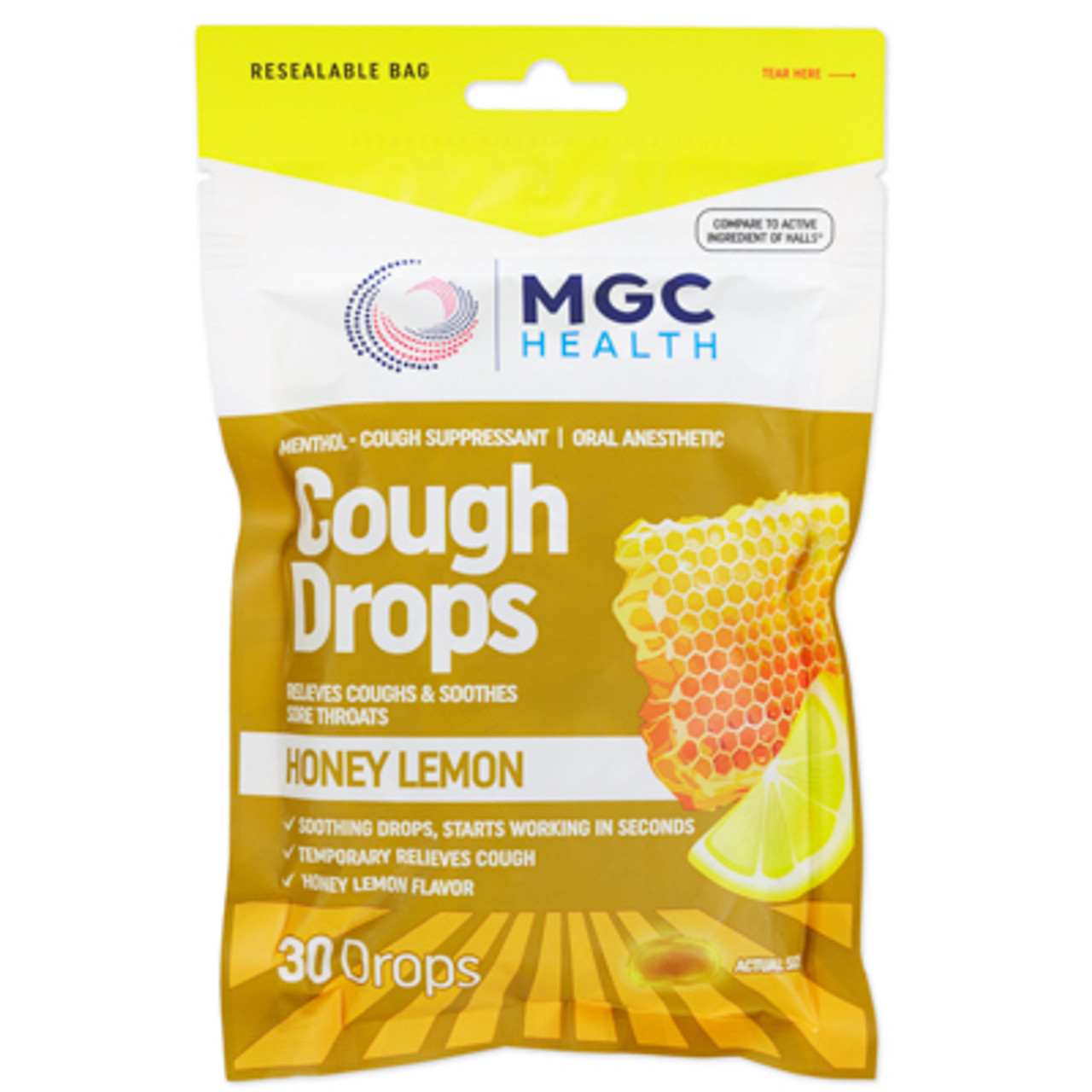 1.99 MGC HEALTH COUGH DROPS HONEY LEMON 30 DROPS 
