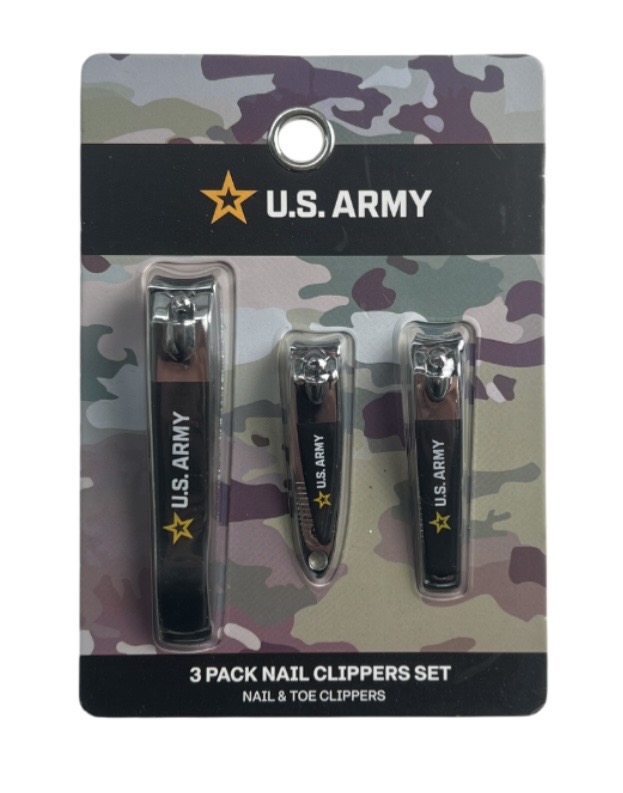 2.99 U.S. ARMY 3 PACK NAIL CLIPPERS SET 