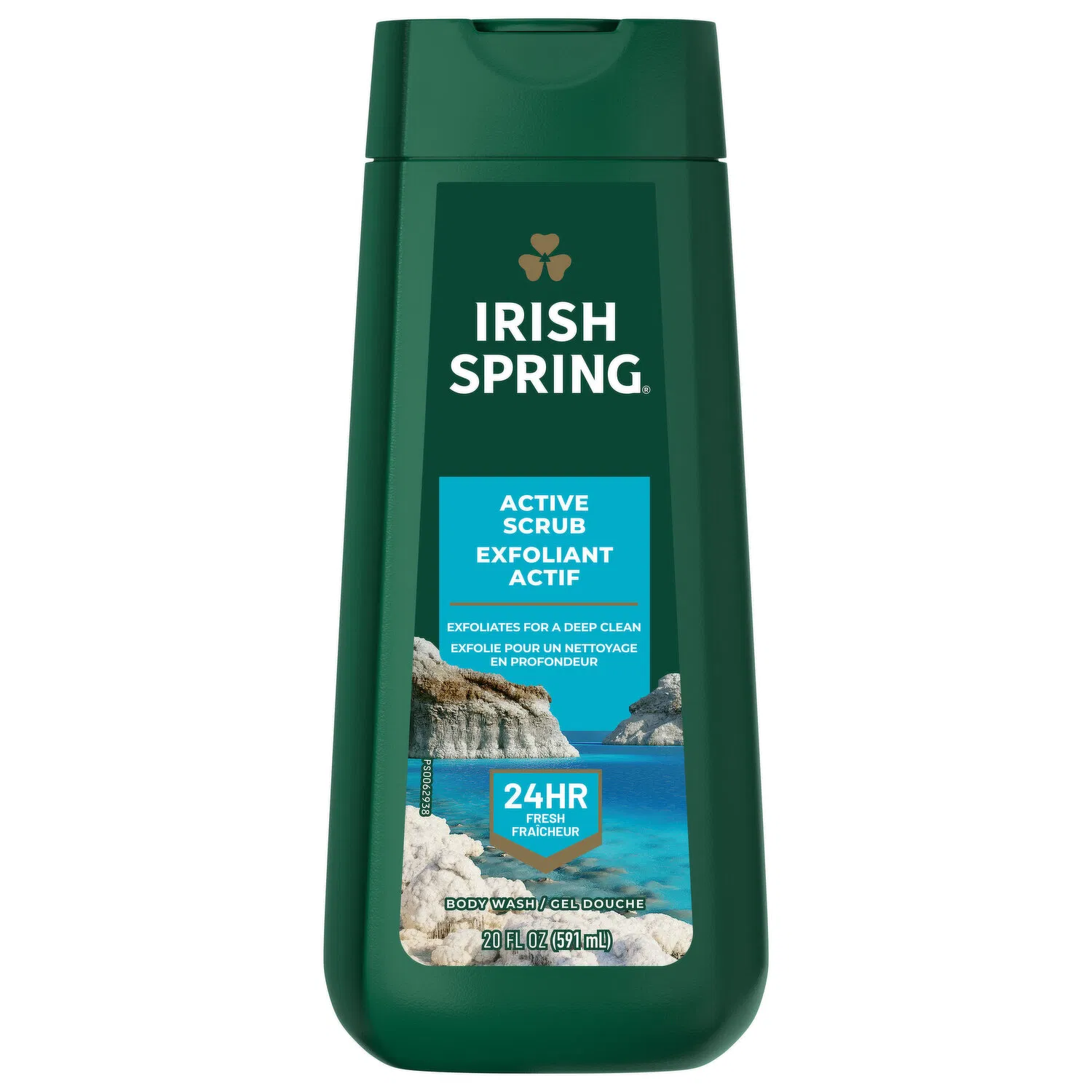 5.99 IRISH SPRING ACTIVE SCRUB EXFOLIANT 24 HOUR 20 FL OZ