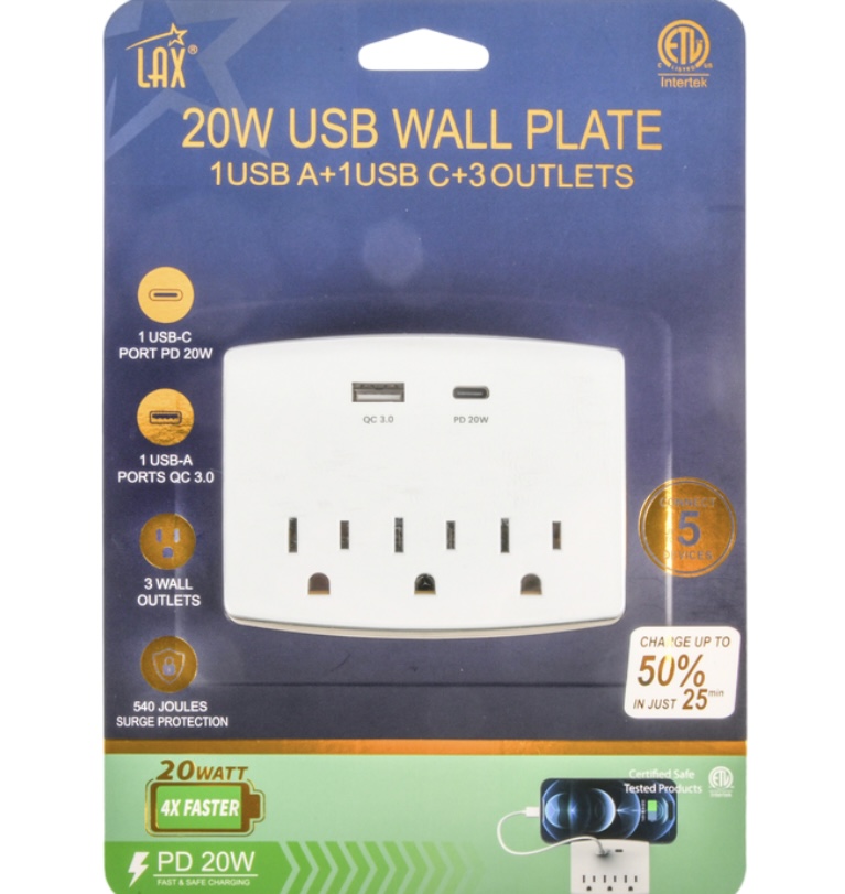 6.99 20W USB WALL PLATE 