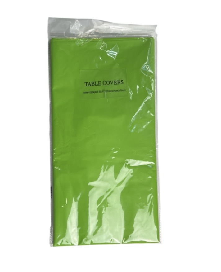 GREEN PLASTIC TABLE COVER 
