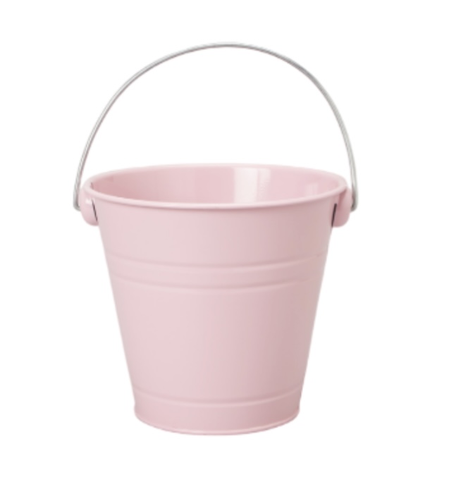 2.99 PINK TIN METAL PAIL BUCKET 10 X 10 X 9 INCH 