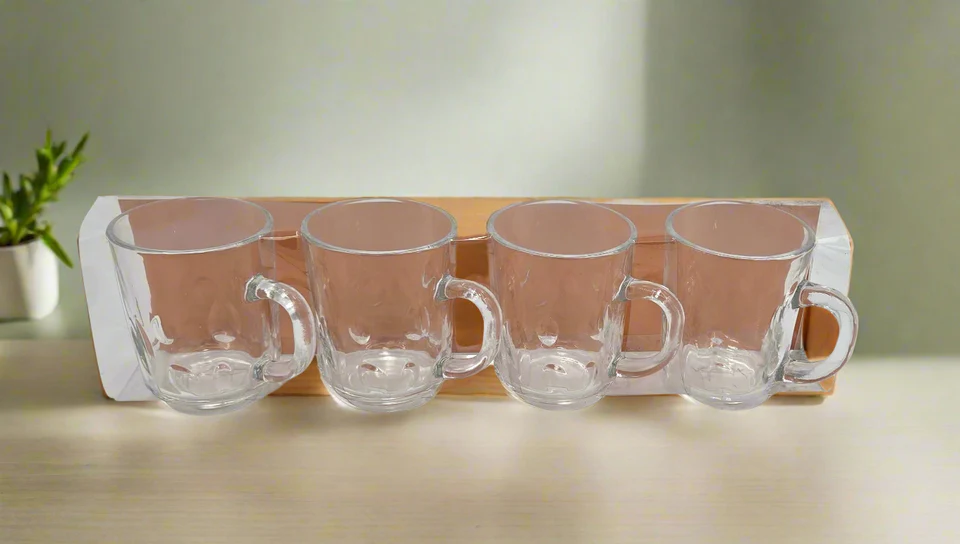 7.99 4 PC GLASS TEA CUP