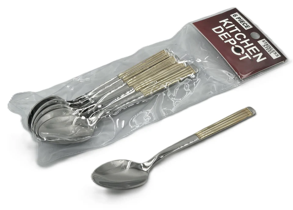 6.99 6 PC TEA SPOON-GOLD/SILVER