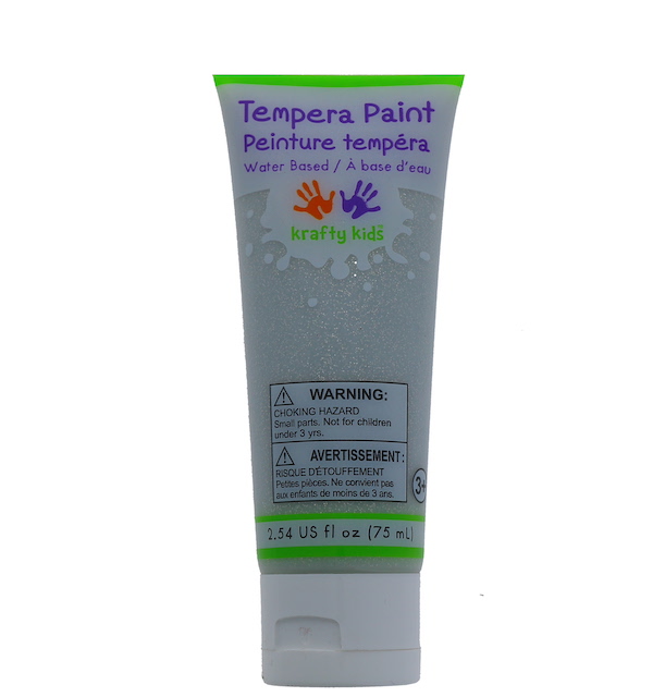 SILVER GLITTER TEMPERA KIDS PAINT WASTER BASED 2.54 FL OZ  