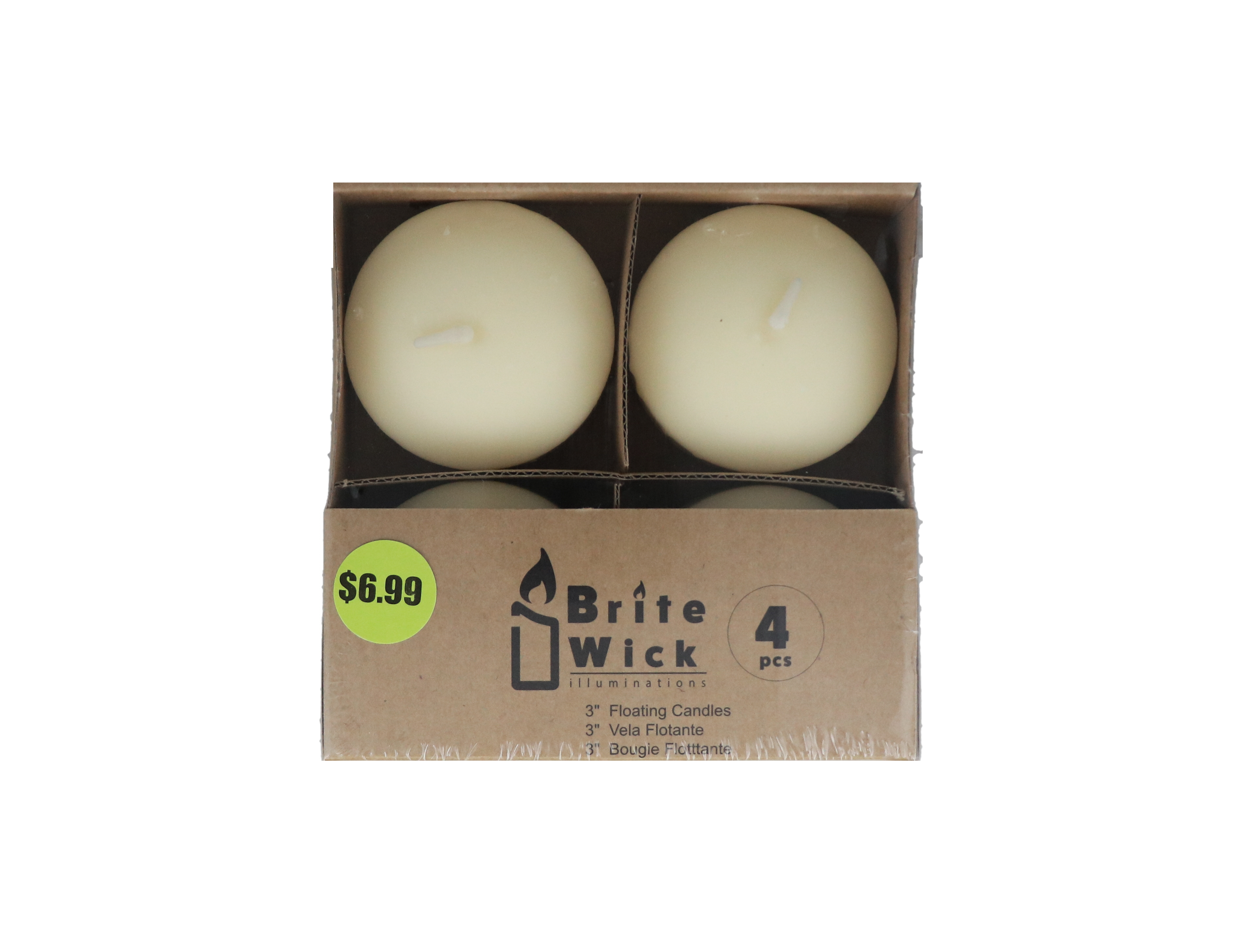 6.99 IVORY CANDLES 4 PCS