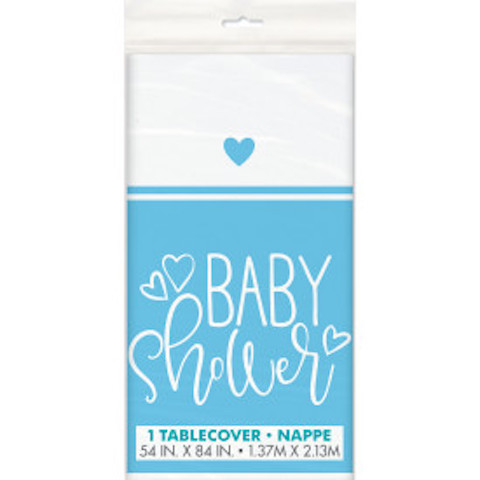 BLUE BABY SHOWER PLASTIC TABLE COVER  