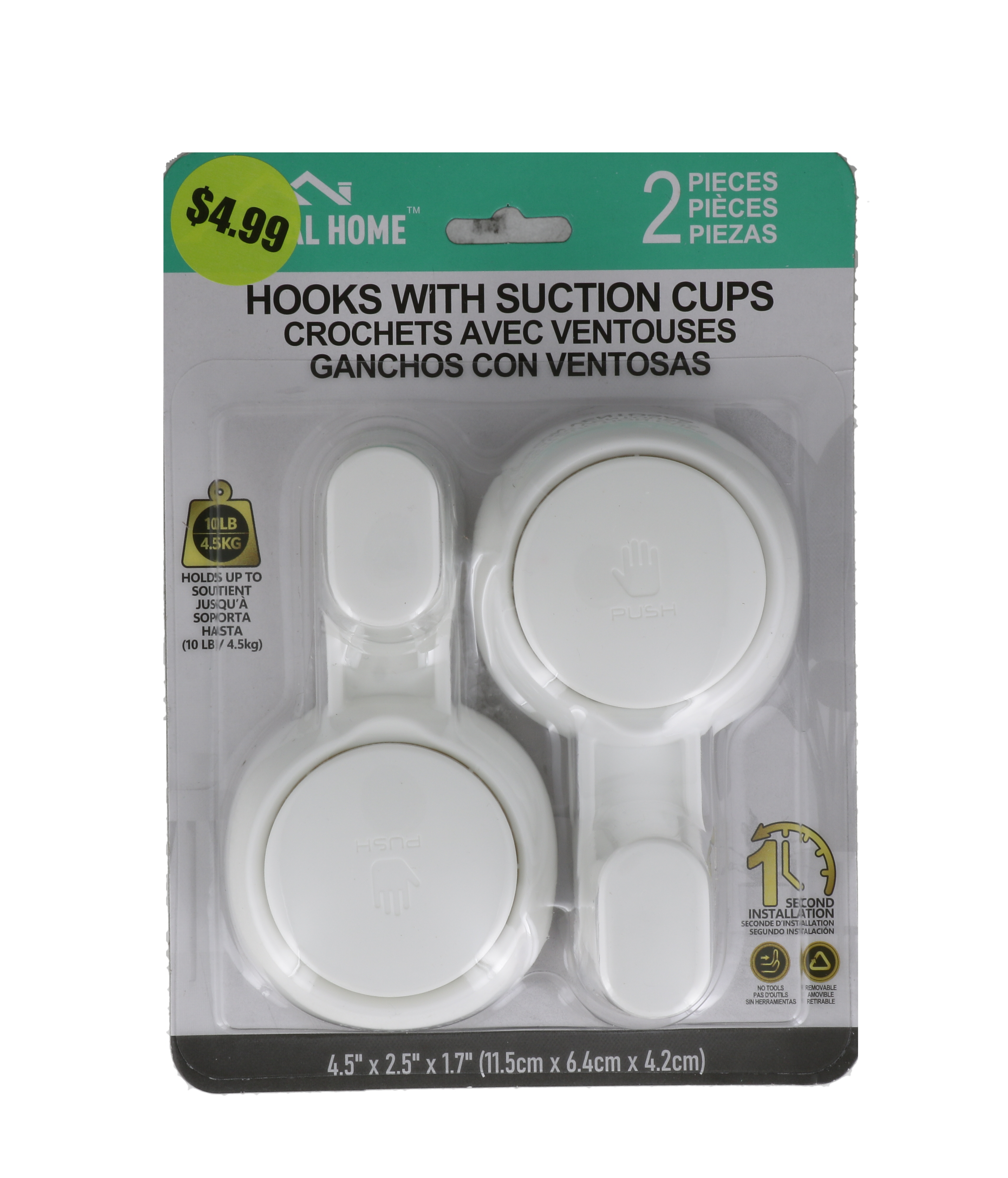 4.99 HOOKS WITH SUCTION CUPS 2 PACK