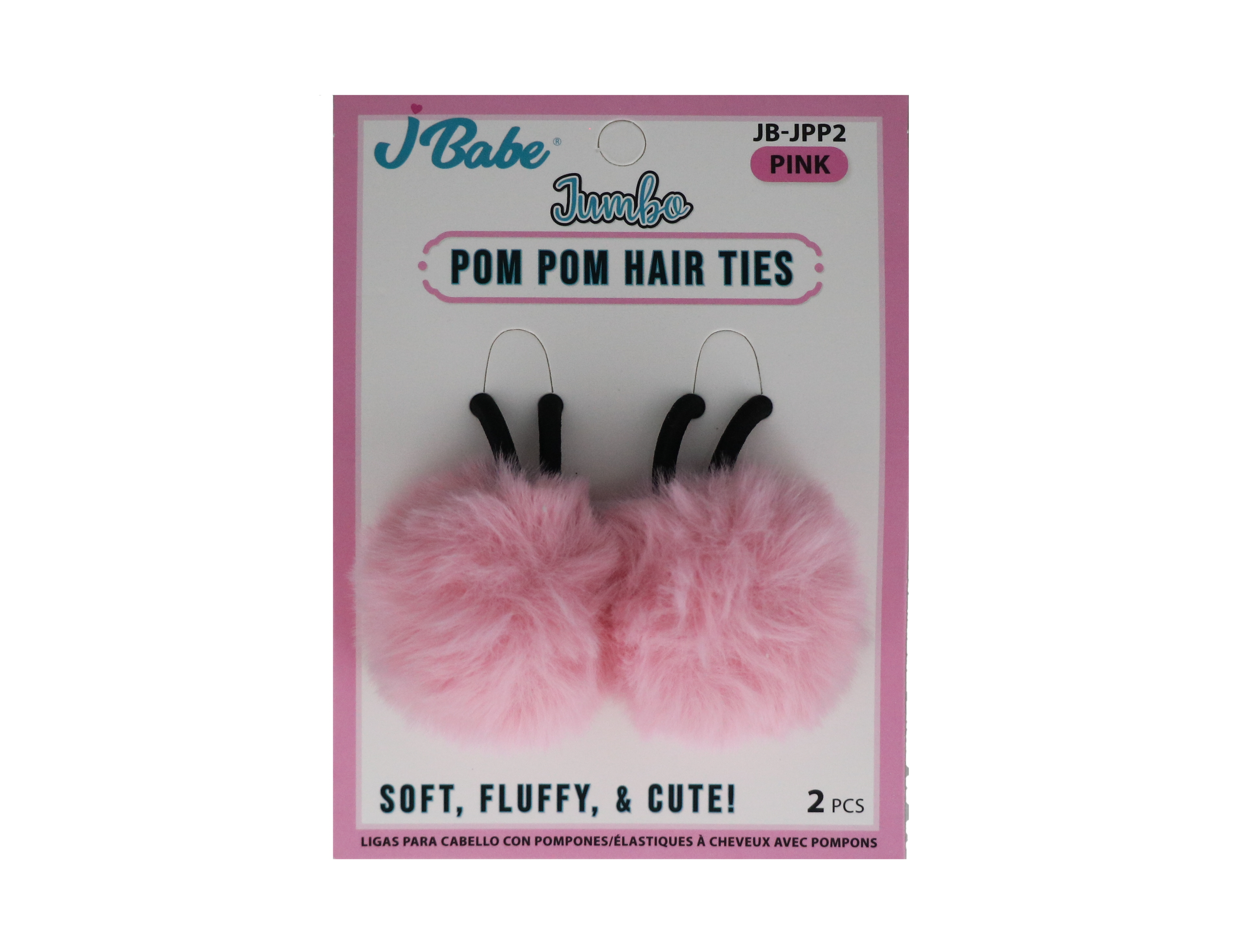 PINK POM POM HAIR TIES