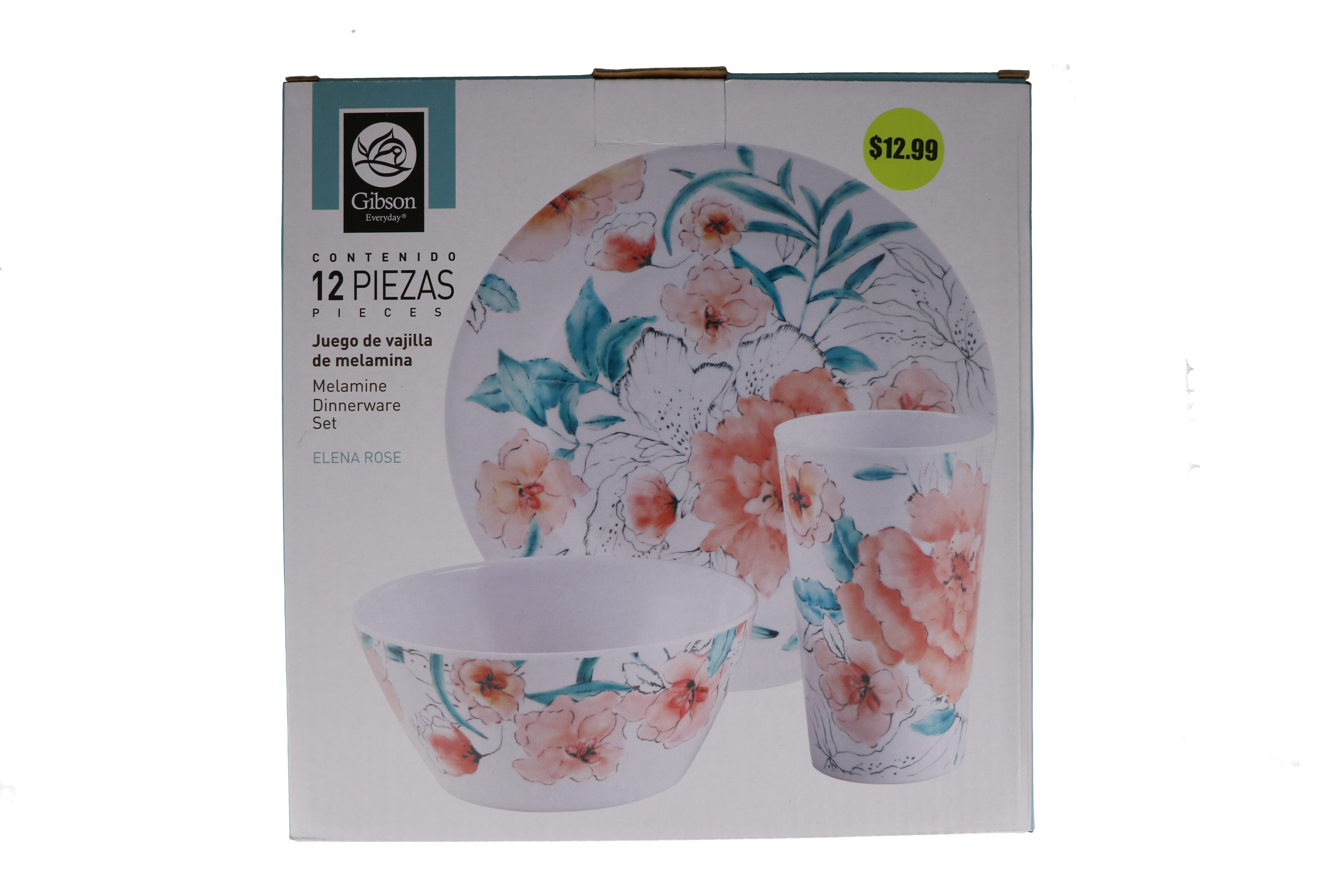 12.99 12 PIECES MELAMINE DINNERWARE SET 