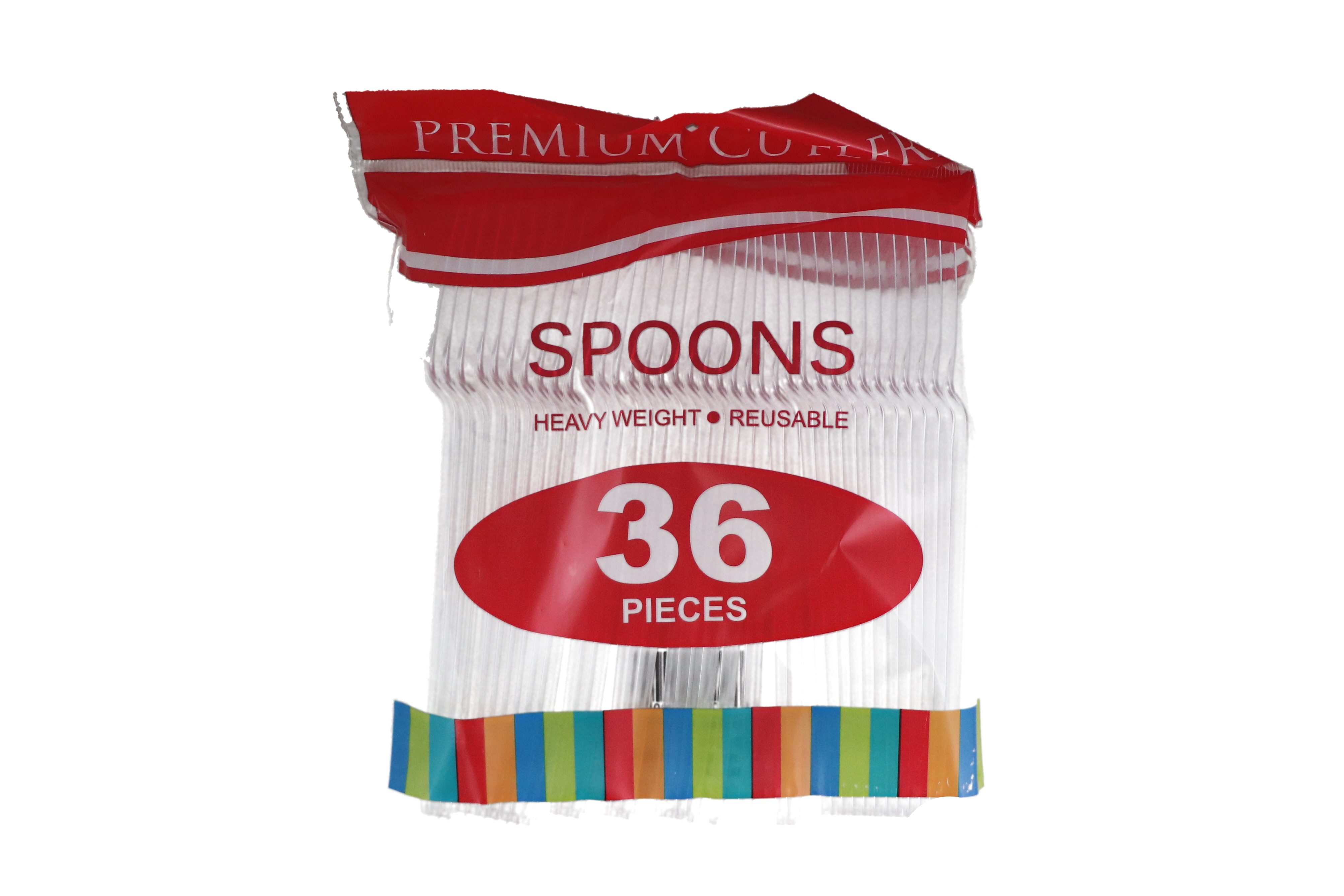 PLASTIC SPOONS CLEAR 7IN 36PC  