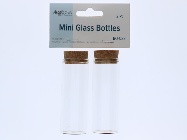 CLEAR GLASS BOTTLE WITH CORK 2 COUNT  
