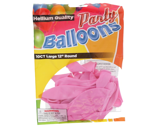 Pink 12 In Large Latex Party Balloons 10 Count  