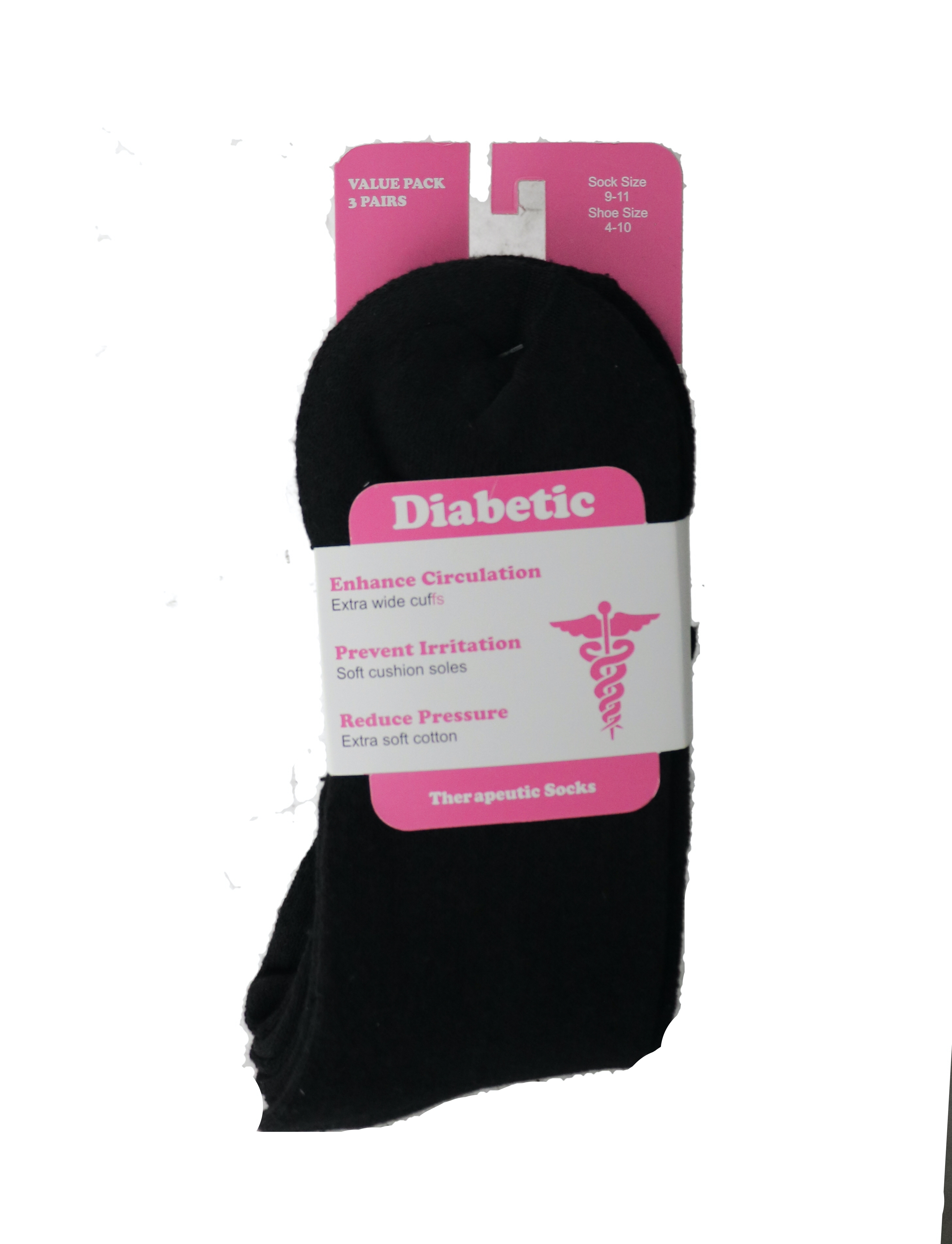 3.99 DIABETIC SOCKS SIZE 9-11 3 PACK